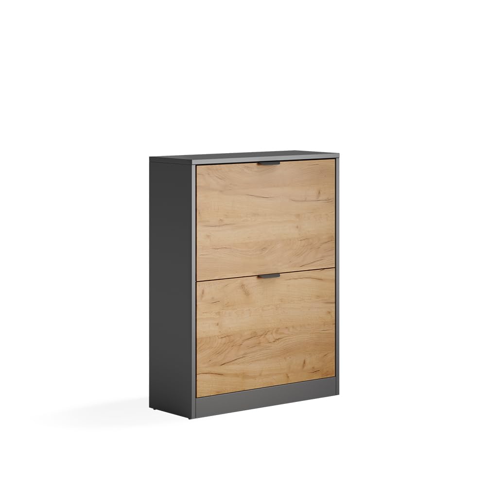 Vicco Schuhkipper Gizmo, Goldkraft Eiche/Anthrazit, 59 x 77.6 cm mit 2 Fächern Goldkraft Oak/Anthrac