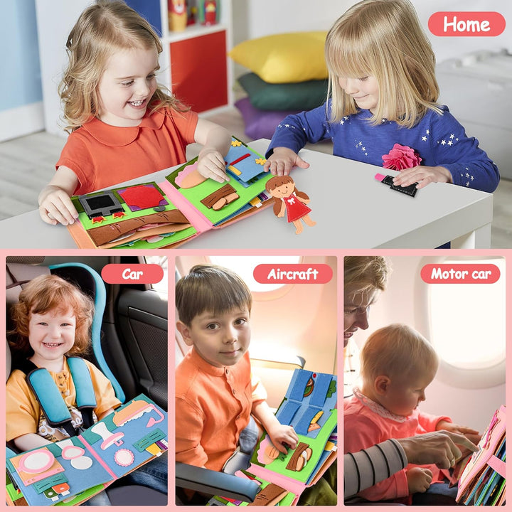 Quiet Book 2 Jahre | Babybücher aus Weichem Stoff Früh Lernen Lebenskompetenzen Lernspielzeug 3D Fil