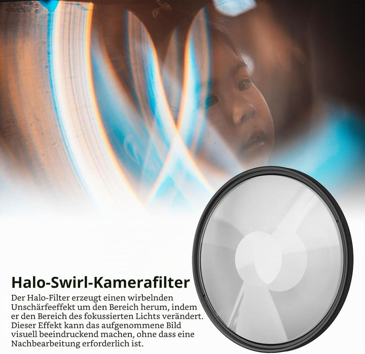 Swirl Halo Kameraobjektivfilter, Spezialeffektfilter aus Optischem Glas, Fotokameraobjektivzubehör,