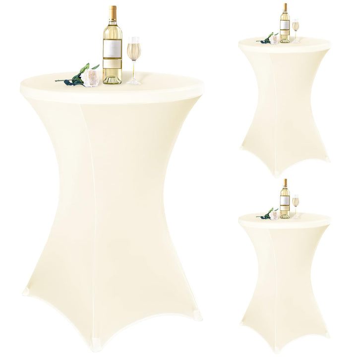 Teruntrue 3 Stück Beige Stehtisch Hussen Stehtische, Stehtischhusse für Ø 80-85 cm Stehtische und Bi