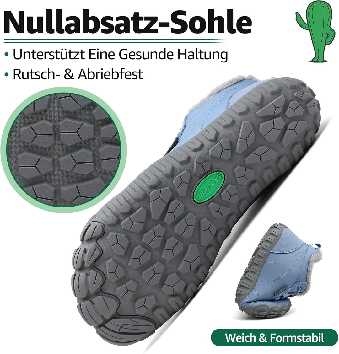 SAGUARO Winter Barfussschuhe Warm Gefüttert Winterschuhe für Damen Herren,EU Gr.36-48 41 EU Lichtbla