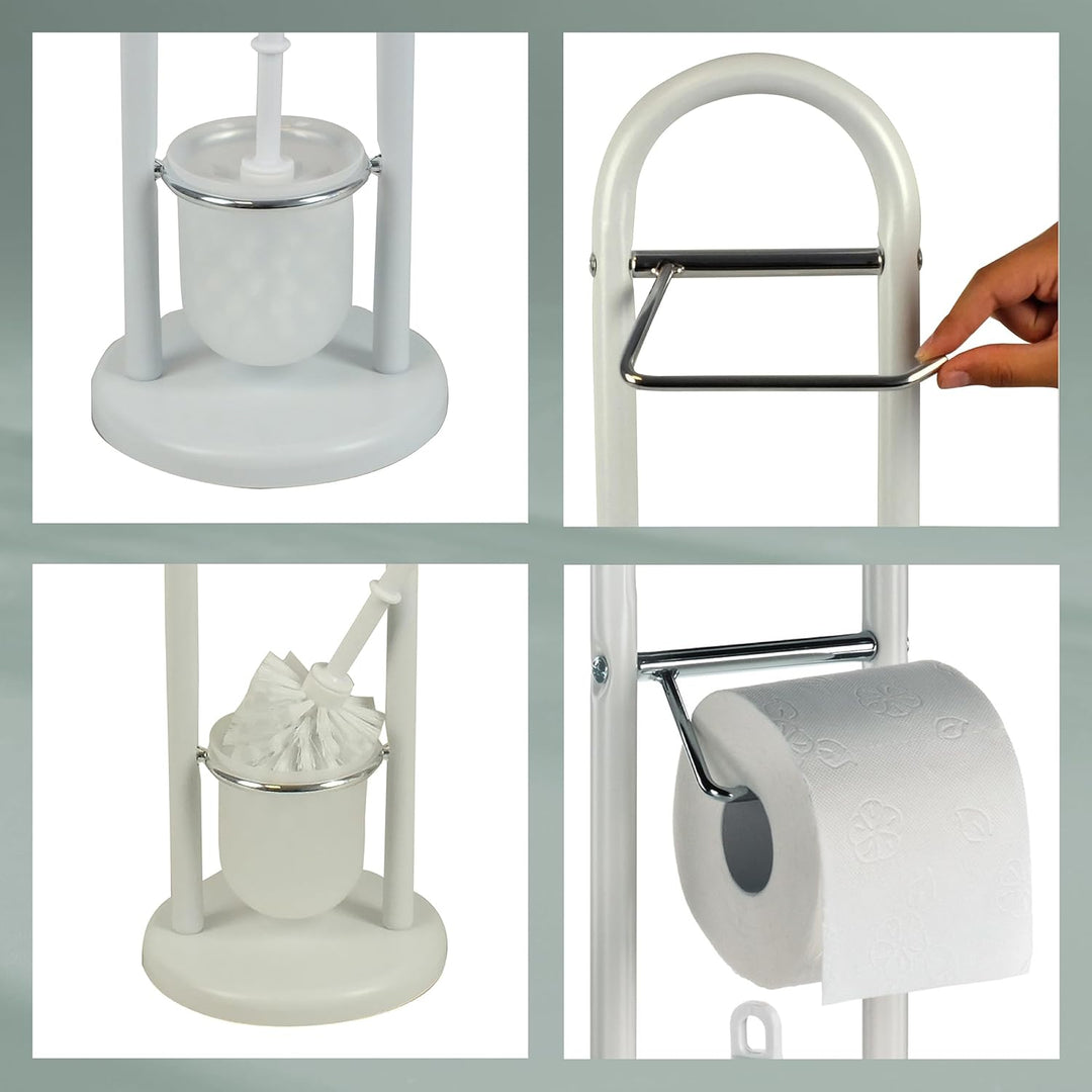 Kela 20975 Toilettengarnitur, WC-Bürstentopf und Papierhalterung, Linda, Metall, 65,5cm, Weiss, Weis