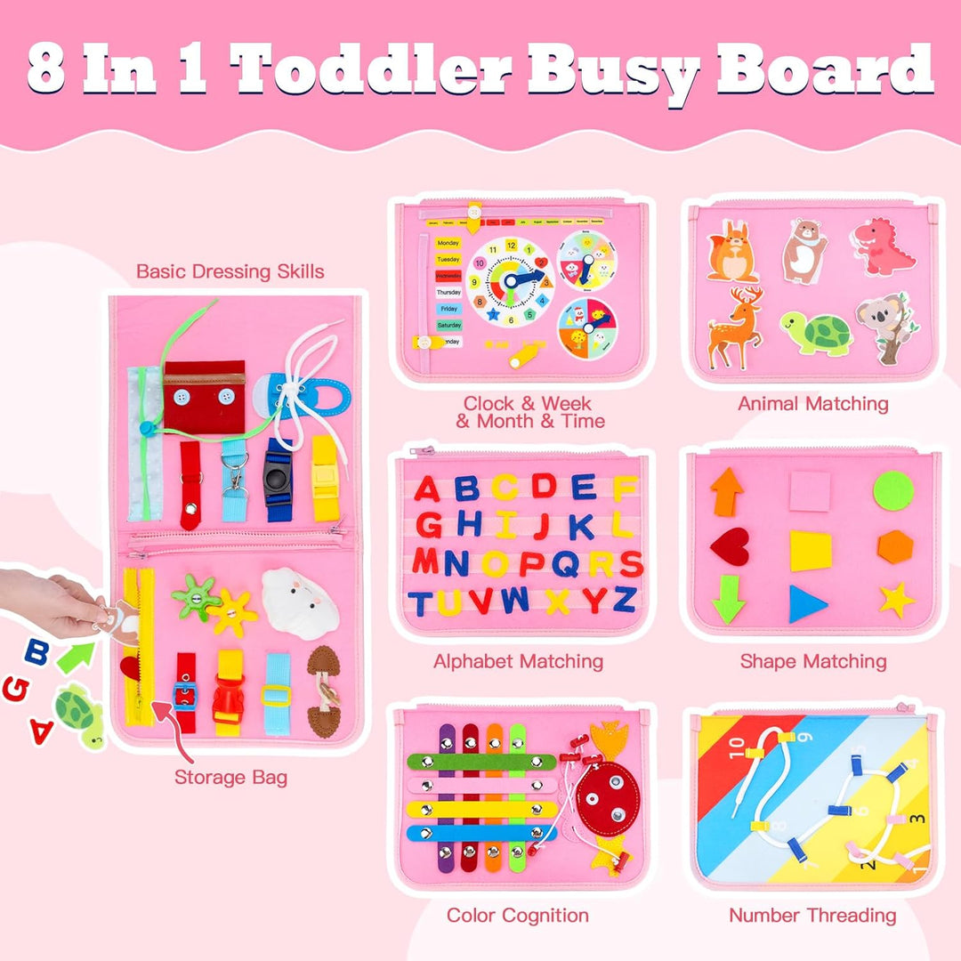 Funsland Busy Board Montessori Spielzeug, Kleinkind Quiet Book Activity Board Auto Flugzeug Reisespi