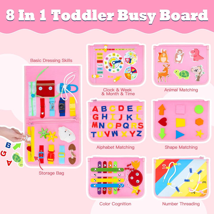 Funsland Busy Board Montessori Spielzeug, Kleinkind Quiet Book Activity Board Auto Flugzeug Reisespi