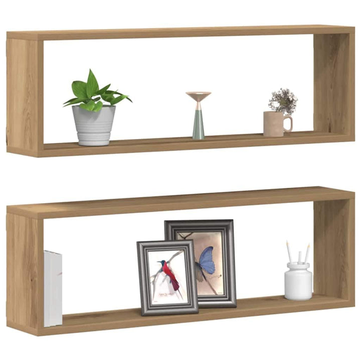 vidaXL Wandregal 2 pcs Artisan-Eiche 80 x 15 x 26 cm Holzwerkstoff, Moderne rechteckige Wandregal, a