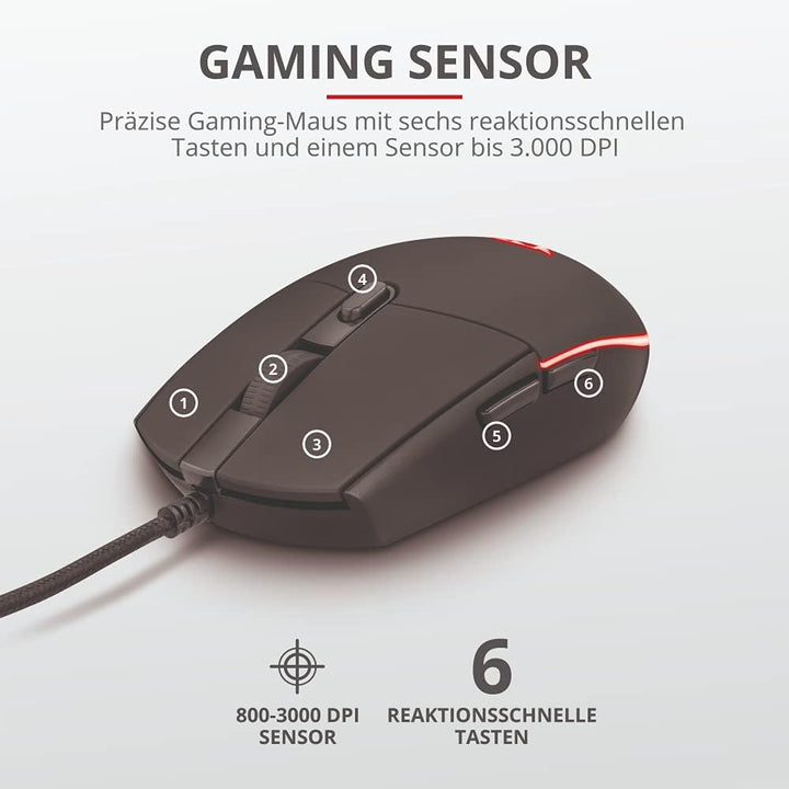Trust Gaming GXT Azor Gaming-Tastatur und -Maus, QWERTY + Nederlandse Toetsenbord - Schwarz 23289
