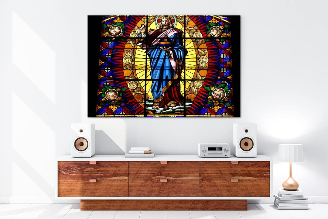 deyoli gläserner Sohn Gottes Format: 80x60 als Leinwandbild, Motiv fertig gerahmt auf Echtholzrahmen