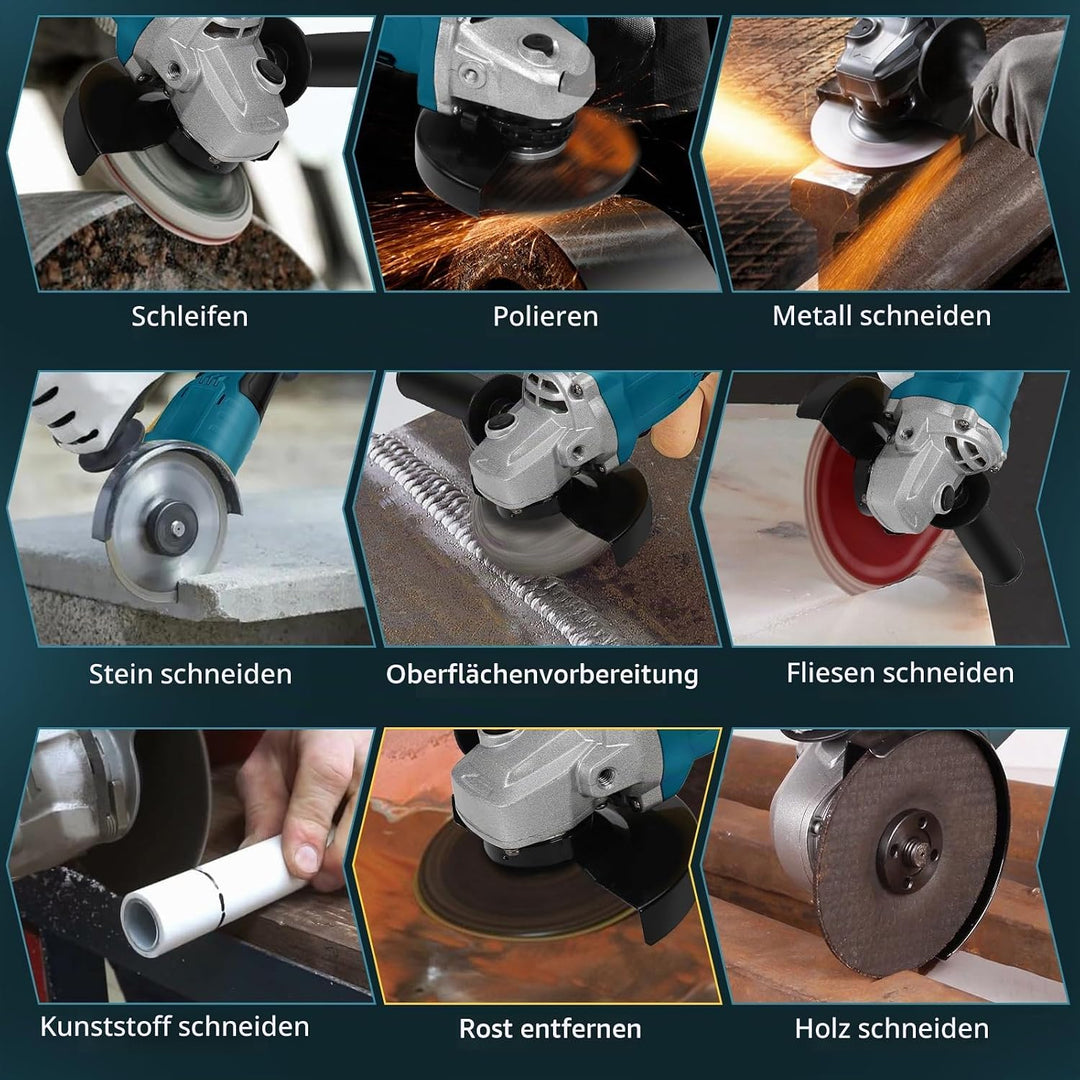 Akku Winkelschleifer Kompatibel mit Makita 18V Lithium-Akku, Bürstenloser Elektro Winkelschleifer mi