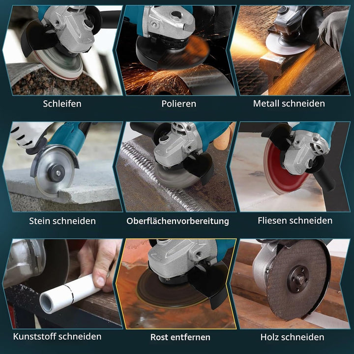 Akku Winkelschleifer Kompatibel mit Makita 18V Lithium-Akku, Bürstenloser Elektro Winkelschleifer mi