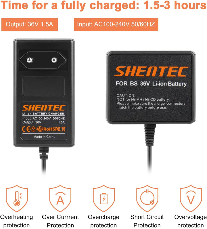 Shentec 36V Lithium akku Ladegerät für Bosch Rotak 32 LI 34 LI 37 LI 43 LI 1600Z0003C