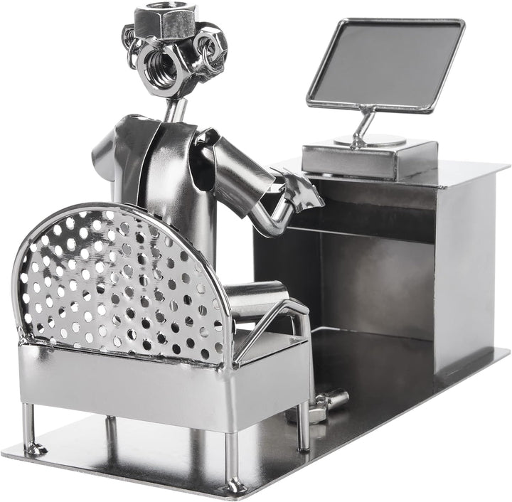 BRUBAKER Schraubenmännchen Gamer mit Controller - Zocker Eisenfigur Metallmännchen - Handarbeit Meta