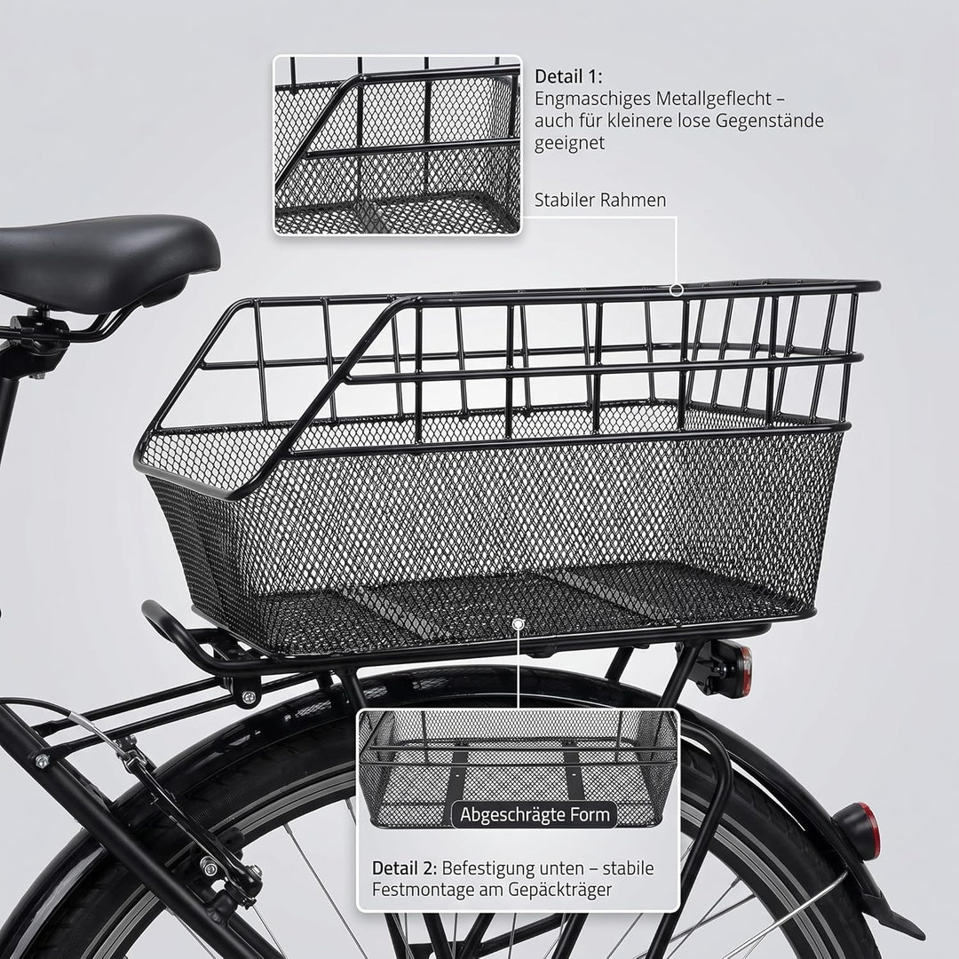 Fahrradkorb XXL - Schultaschenkorb - Einkaufskorb - Gepäckträgerkorb - Hinterradkorb - Metallkorb -