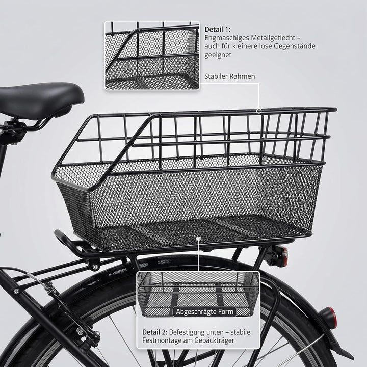 Fahrradkorb XXL - Schultaschenkorb - Einkaufskorb - Gepäckträgerkorb - Hinterradkorb - Metallkorb -
