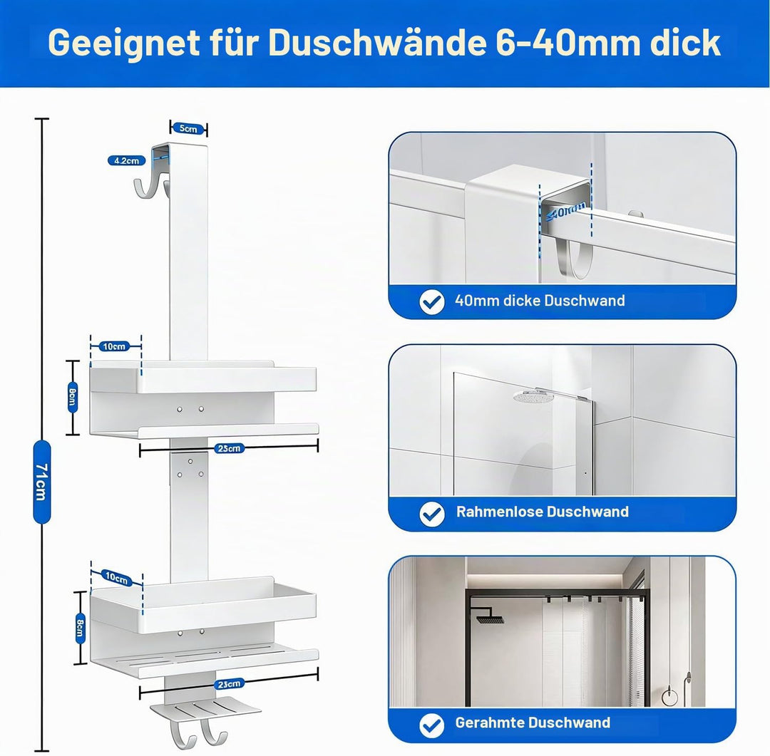 Duschablage ohne Bohren Badezimmer Organizer, Badregal Duschregal ohne Bohren, Duschablage zum Hänge