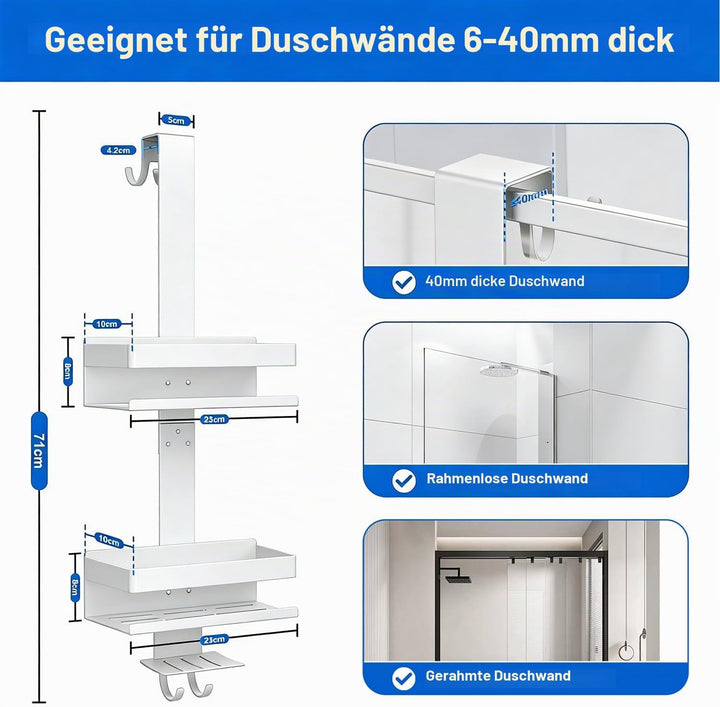 Duschablage ohne Bohren Badezimmer Organizer, Badregal Duschregal ohne Bohren, Duschablage zum Hänge
