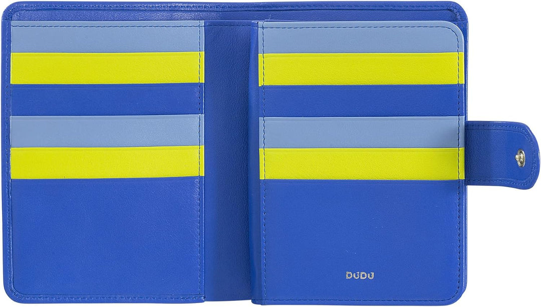 DUDU Damen Portemonnaie aus weichem buntes Leder, RFID-Block, Reissverschluss und Kreditkartenhalter
