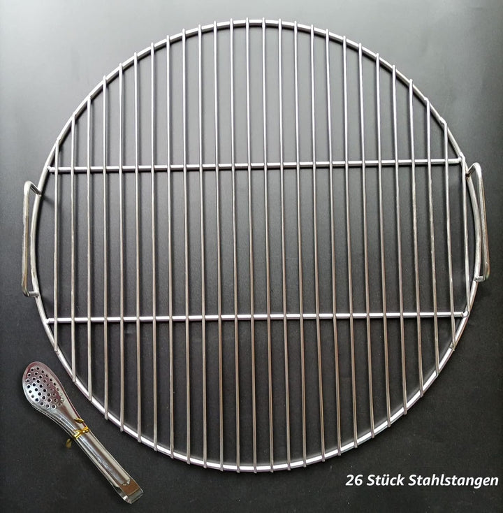 Runde 304 Edelstahl Grillroste mit Grillzange, 44.5 cm Durchmesser, passend für Weber 47cm Kugelgril