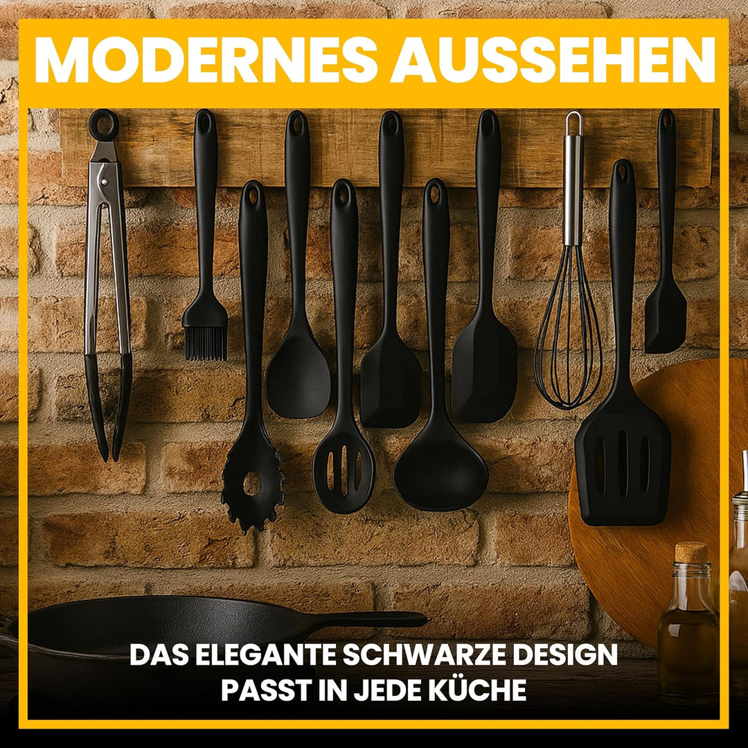 Retoo Silikon Küchenhelfer Set, 10 Stück Kochutensilien Kochgeschirr, Hitzebeständig, BPA-frei, Anti