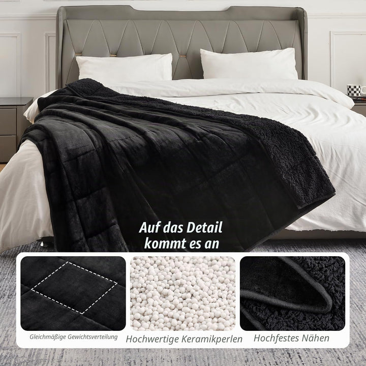 Wemore Sherpa Fleece Weighted Blanket für Erwachsene, 15 lbs Dual Sided Cozy Fluffy Heavy Decke, Ult