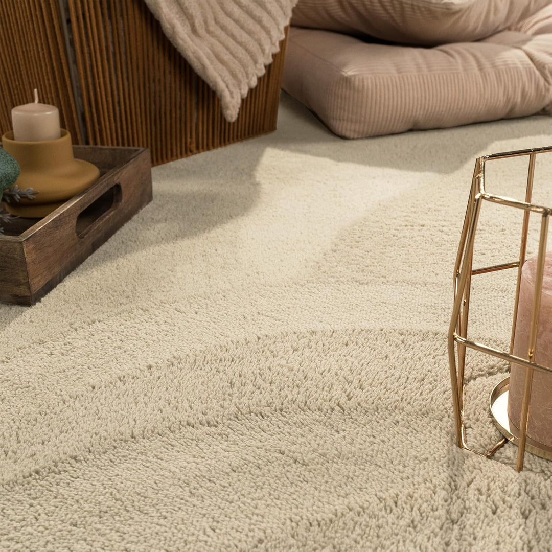 Paco Home Waschbarer Teppich Wohnzimmer Schlafzimmer Kurzflor rutschfest Flauschig Weich Moderne Ein