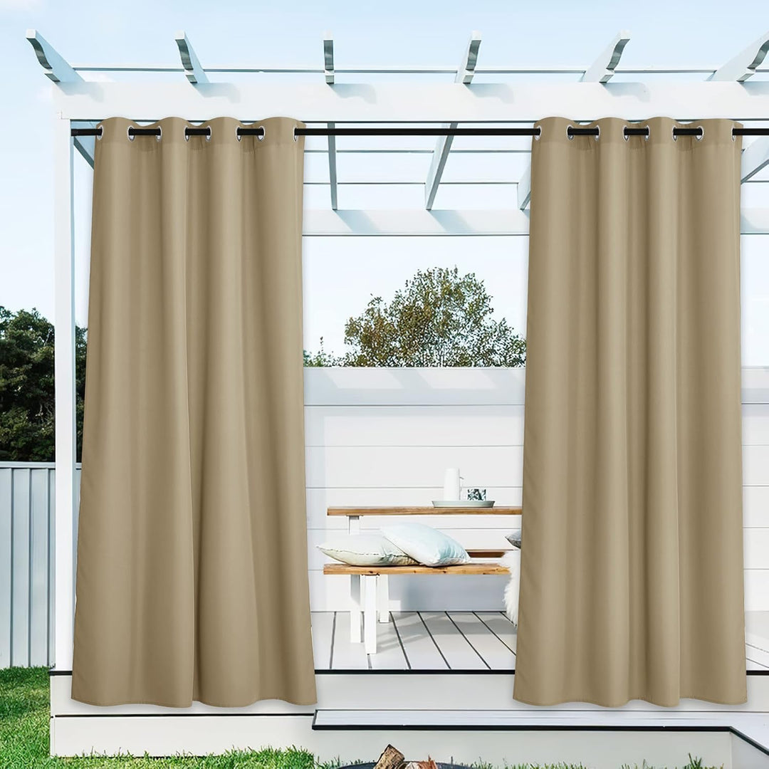 PONY DANCE Outdoor Gardinen Wetterfest 2er Set Outdoorvorhänge für Sichtschutz & Sonnnenschutz Balko