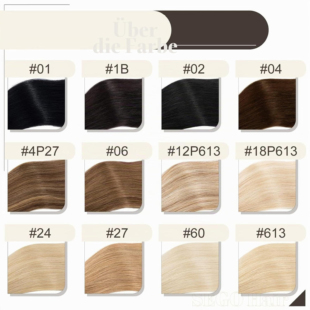 SEGO Extensions Echthaar Bondings Haarverlängerung Keratin U-Tip Human Hair 100 Strähnen Dunkelbraun