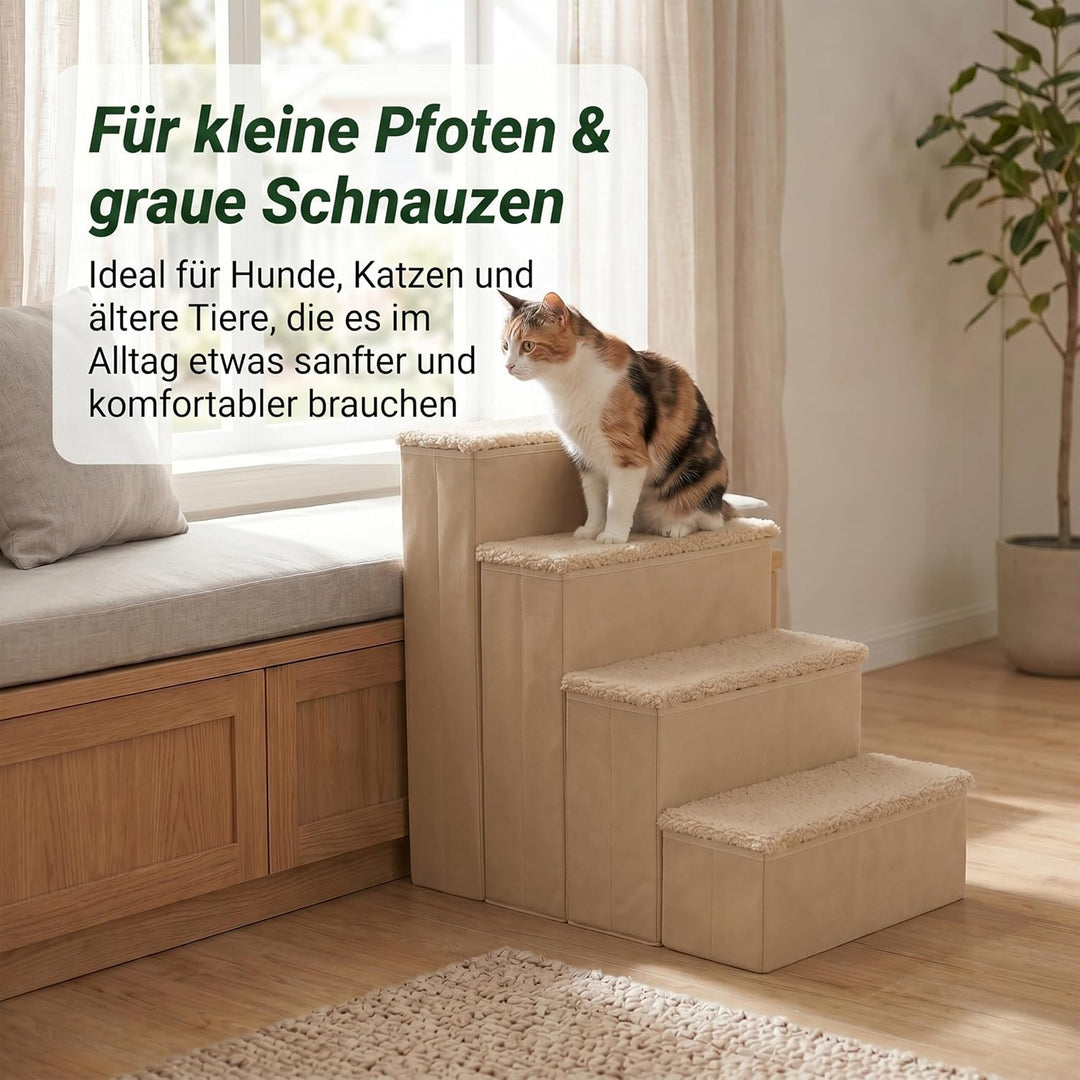 Relaxdays Hundetreppe, 4 Stufen, Stauraum, HxBxT: 65 x 40 x 70 cm, faltbar, Stoffbezug, Hunderampe B