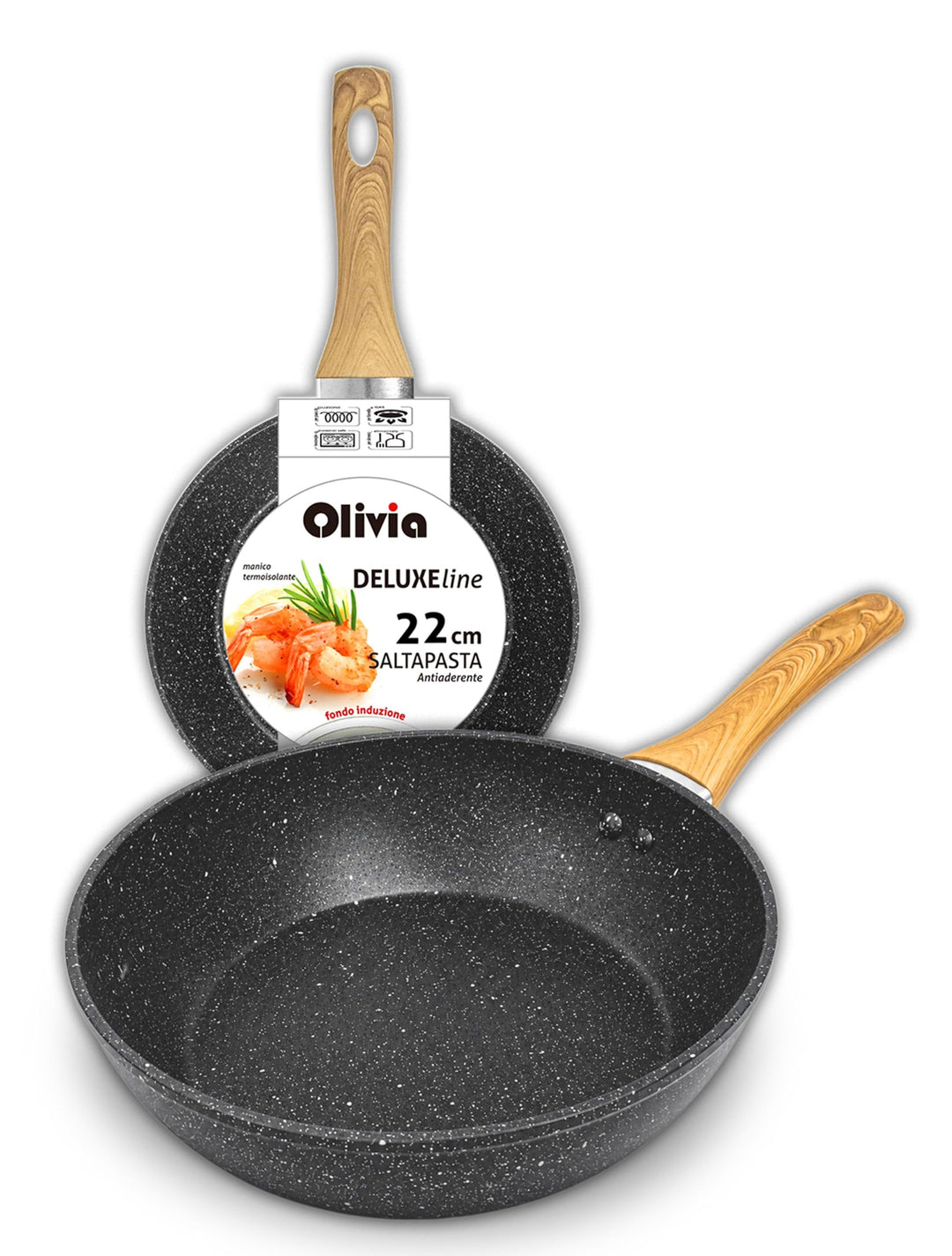 IPEA Antihaft-Pfanne für Nudeln und Frittieren – Induktion und Gasherd – 22 cm – Wok – Antihaft-Pfan