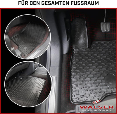 WALSER DirtGuard Gummi Fussmatten Auto kompatibel mit BMW 2 Active Tourer 11/2021-Heute, BMW X1 07/2