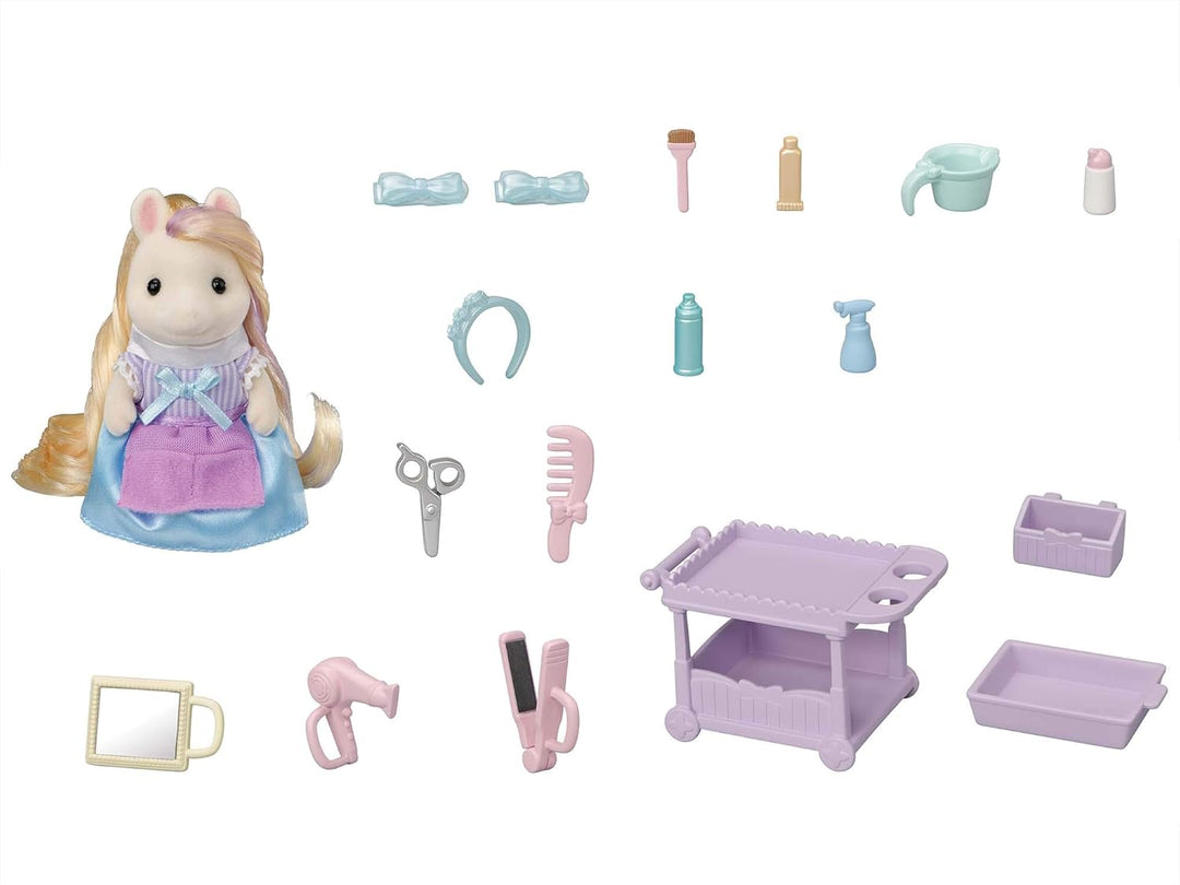 Sylvanian Families 5644 Pony Friseur Spielset mit Figur - Puppenhaus Spielset Modern, Modern