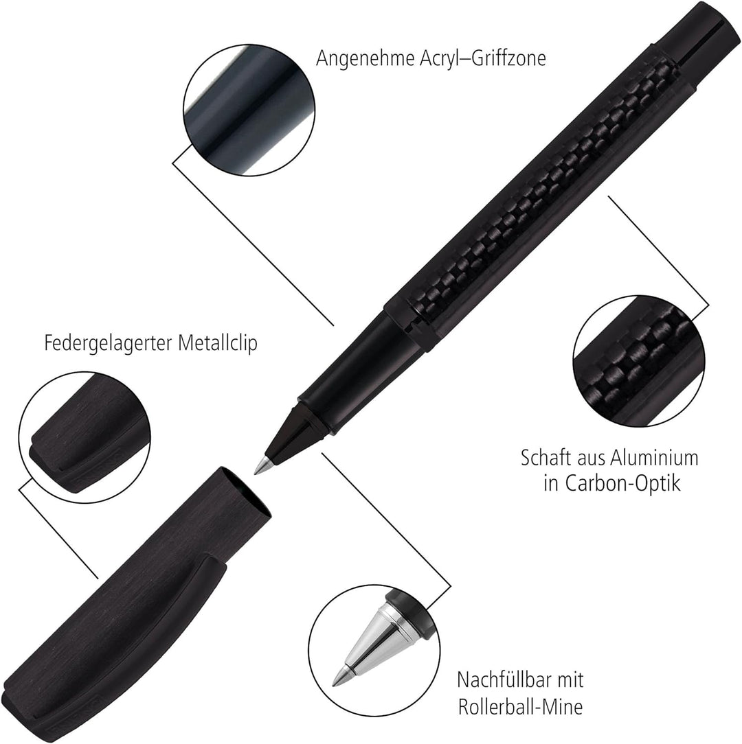 Online 36013 Rollerball Vision Carbon, Roller mit klarem Design, aus Aluminium und Carbon, mit Rolle