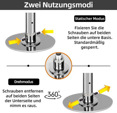 PRIOR FITNESS Pole Dance Tanzstange 45mm von 2,35 bis 2,74 m Höhenverstellbar,2 Modi: drehend/statis