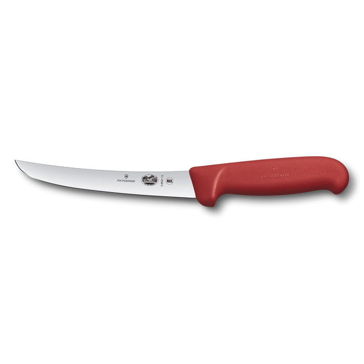 Victorinox Fibrox Ausbeinmesser, Scharfes Küchenmesser für Fleisch und Geflügel, 15 cm, Gebogene Kli