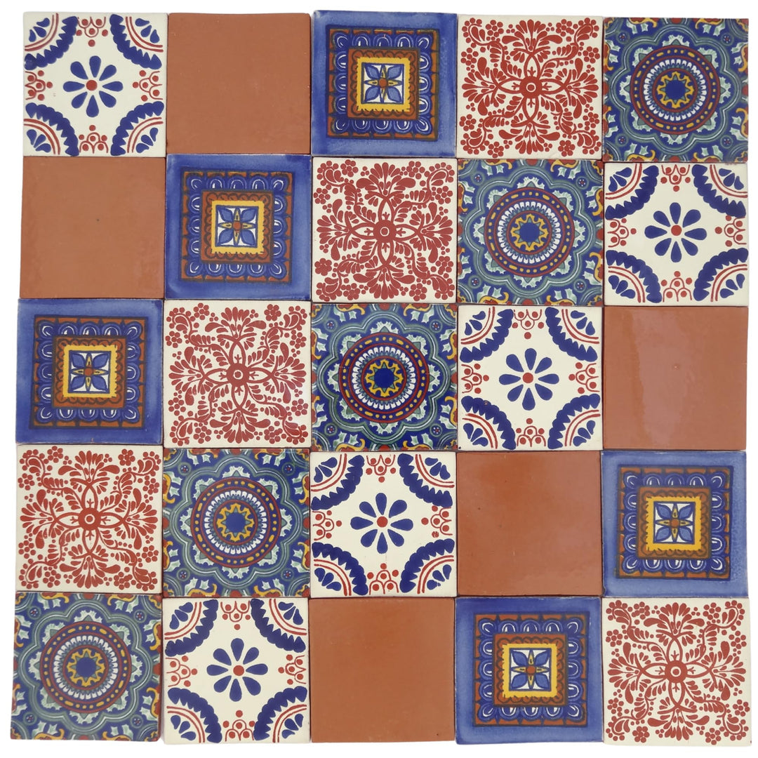 Eine Packung von 25 mexikanischen handgemachten Talavera, 10,5 cm Fliesen