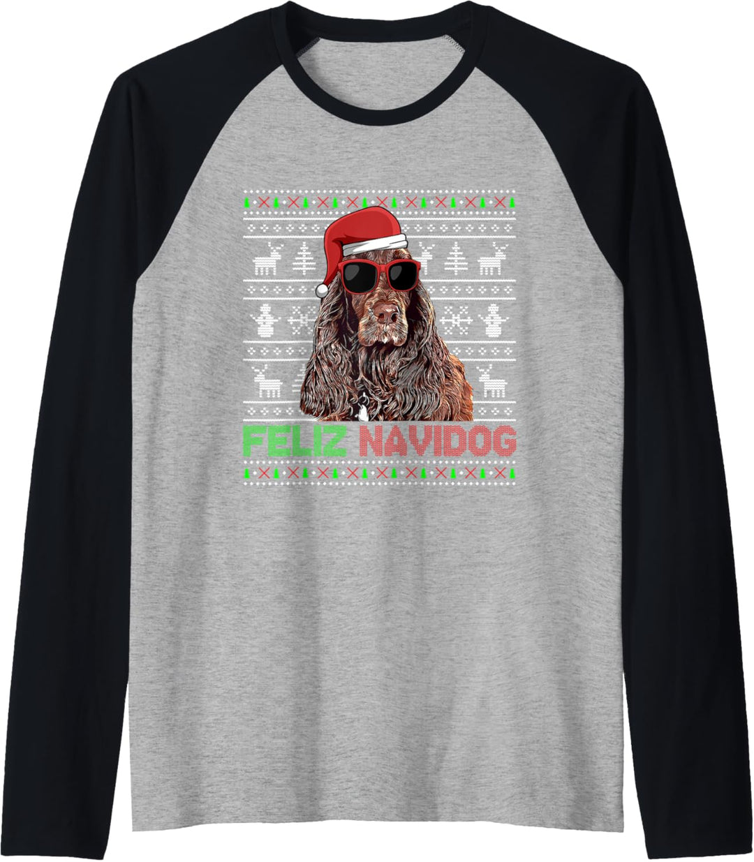 Boykin Spaniel Hund Feliz Navidog Funny Christmas Raglan