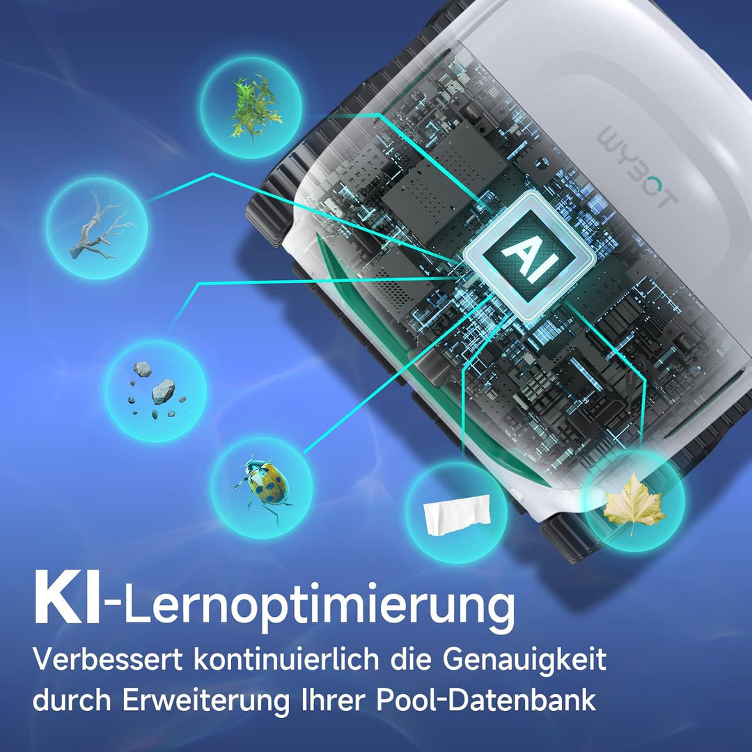 WYBOT C2 Vision Plus AI Kamera Kabelloser poolroboter, poolroboter akku Wand und Bode: Starke Saugkr