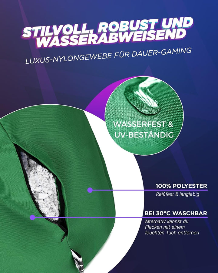 PATCH HOME Gamer Sessel mit Reissverschluss Lounge Kissen Sitzsack Sitzkissen Bean Bag In & Outdoor