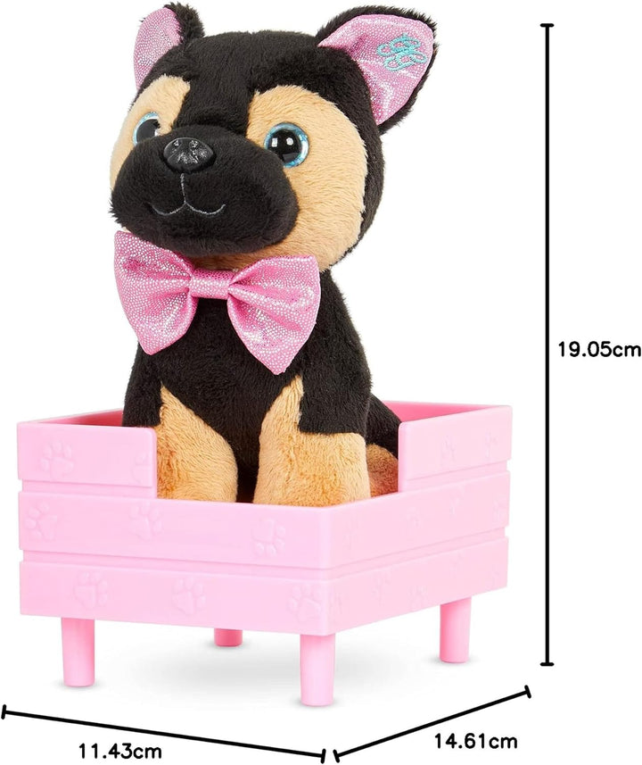 Glitter Girls - Jax - 15 cm Plüschwelpe zum Anfassen - Deutscher Schäferhund Puppe - Hundebett & Dec