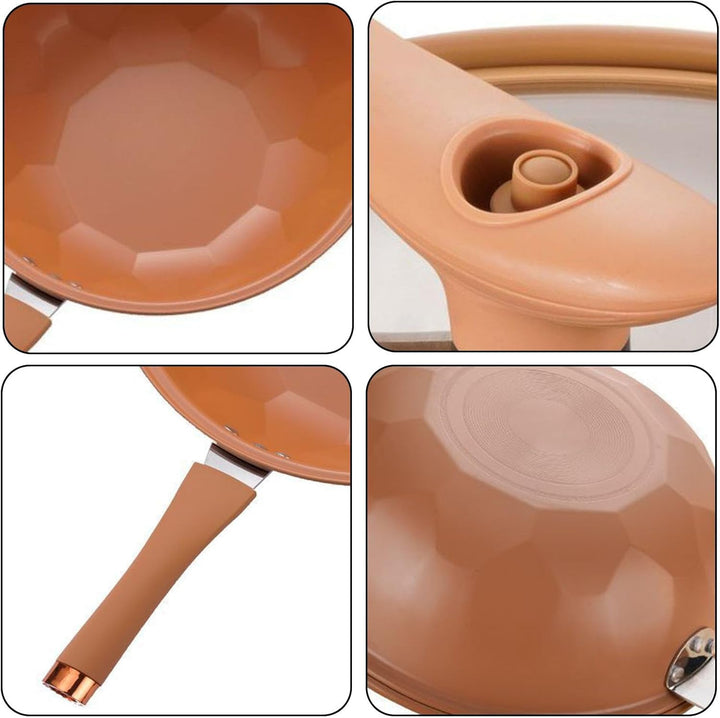 Kongou Antihaft Wok Mit Deckel, 32cm Wok Induktion Mit Dampfgarer, Stir-Fry Wok Energie Konzentriere