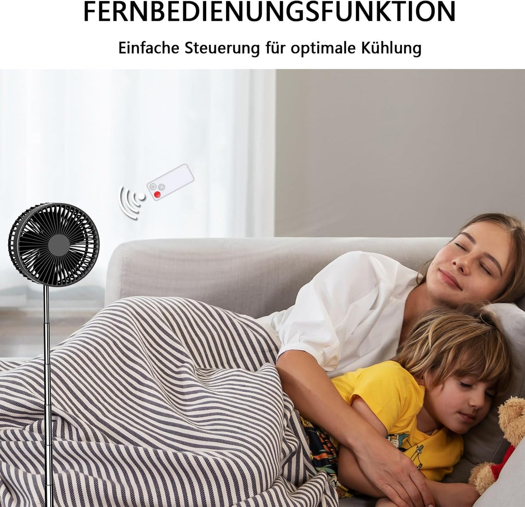 UNITEDTIME Tragbarer Ventilator Faltbares Wiederaufladbares [Fernbedienung] Batteriebetriebene Folda