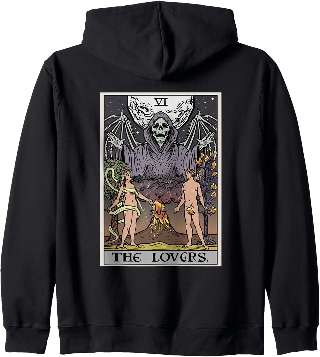 The Lovers Tarot-Karte Sensenmann Halloween Gothic Horror Kapuzenjacke