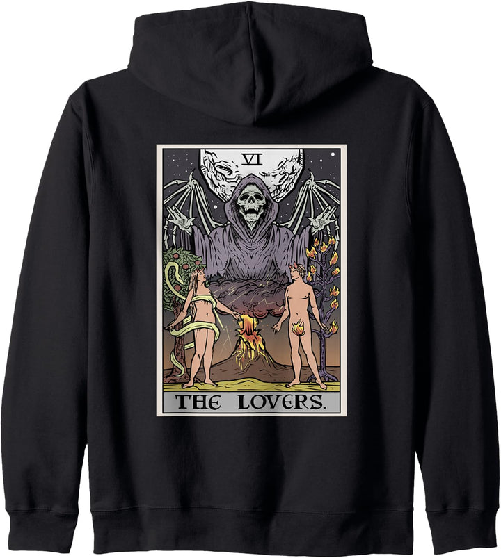 The Lovers Tarot-Karte Sensenmann Halloween Gothic Horror Kapuzenjacke