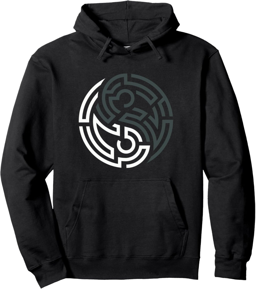 Yin und Yang Schwarz Weiss Labyrinth Kunst Symbol Geschenk Pullover Hoodie