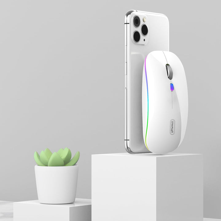 Uiosmuph G12 Maus Kabellos, LED 2.4G Leise Funkmaus Wiederaufladbar Wireless Mousemit Nano-USB-Empfä
