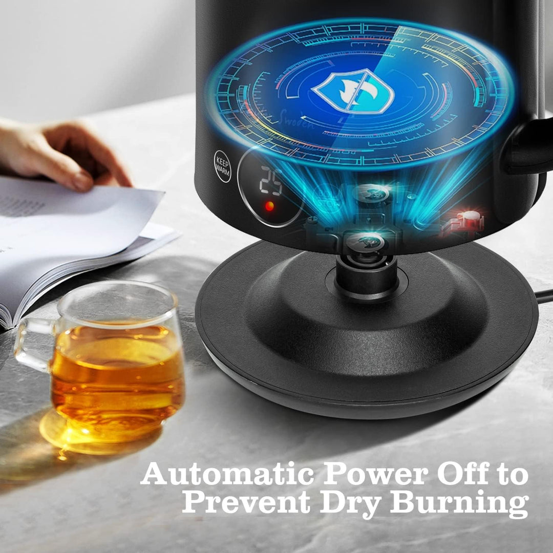 Taylor Swoden Wasserkocher mit Temperatureinstellung, 45°C-100°C, Retro Wasserkocher Edelstahl 1.7 L