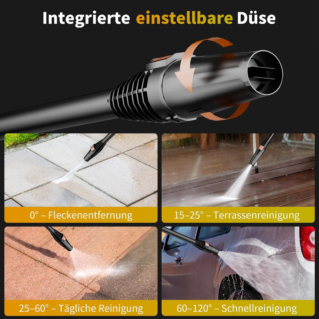 Hochdruckreiniger Touchscreen 8-stufiger 200 bar, 6-in-1-Düse, Einstellbarer Druck: 100-200 bar, För