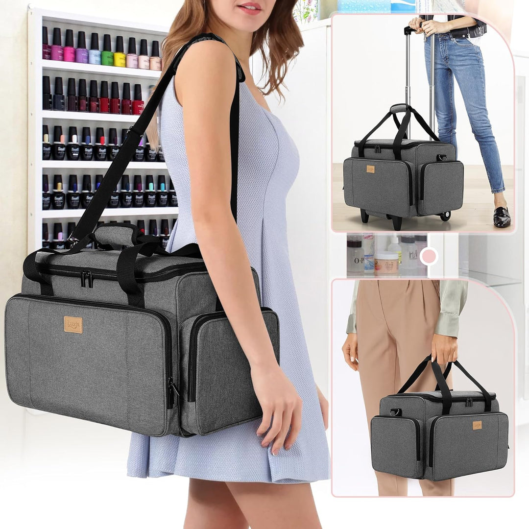Luxja Kosmetik Trolley für 90 Flaschen Nagellack, Nagellack Koffer mit Rollen für Zubehör, Kosmetikk