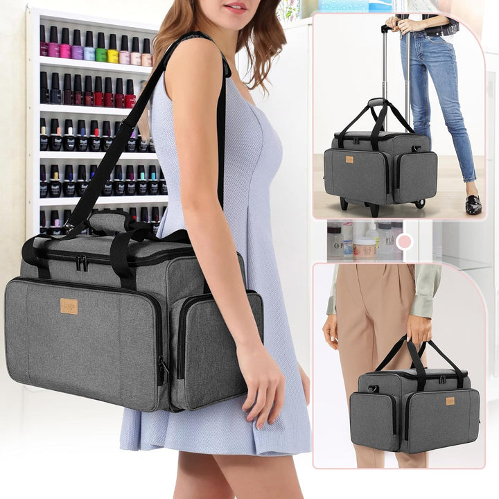 Luxja Kosmetik Trolley für 90 Flaschen Nagellack, Nagellack Koffer mit Rollen für Zubehör, Kosmetikk