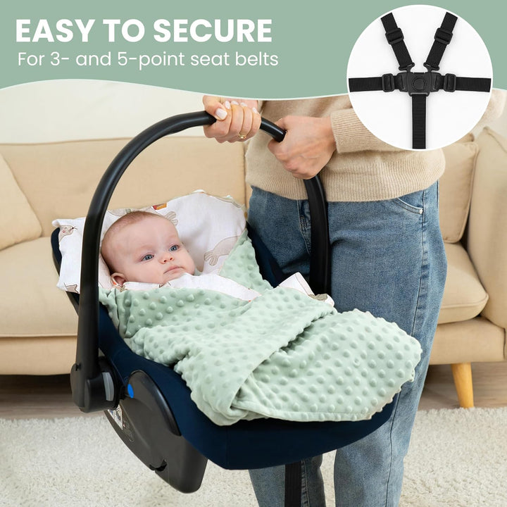 Miracle Baby Einschlagdecke babyschale Sommer für Kinderwagen | Universal 90x90cm, mit 8 Punkt Gurt