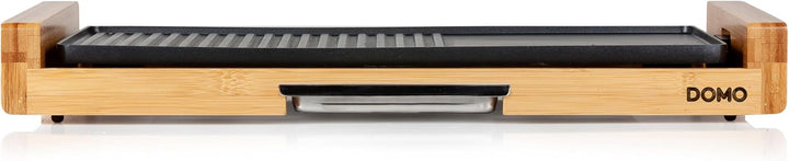 DOMO DO8311TP Electric Grill Plate Bamboo - Integrierte Fettauffangschale - 60 cm Abnehmbare Grillpl